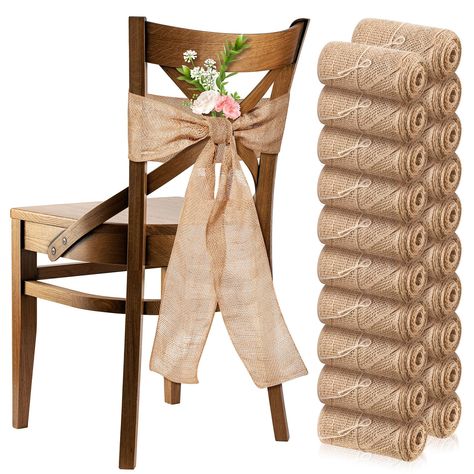 Wedding Dance Decor, Bamboo Wedding Chairs, Wedding Chair Decorations Reception, Destination Wedding Table Decor, Rustic Wedding Chair Decor, Wedding Chairs Decorations, Chair Sash Ideas, Chair Decorations Wedding, Farmhouse Wedding Ideas