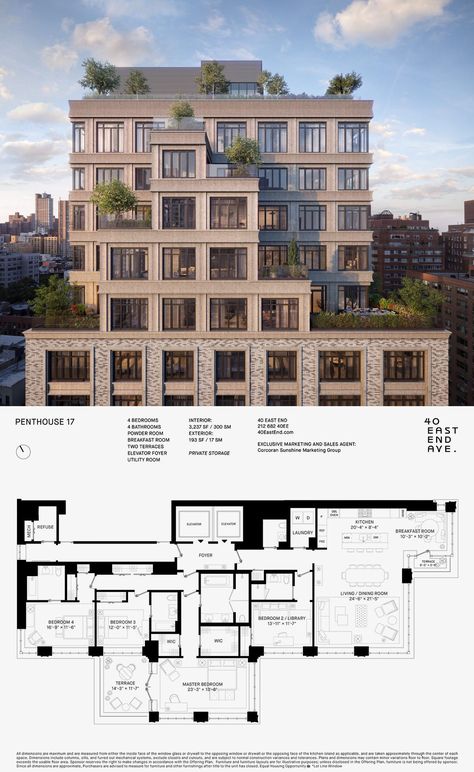 40 East End Avenue Penthouse 17 Penthouse Luxury Floor Plans, Penthouse Apartment Plan, Penthouse Floor Plan Luxury, Penthouse Floorplan, Apartment Floor Plans Luxury, Penthouse Floor Plan, Penthouse Architecture, Penthouse Apartment Floor Plan, Penthouse Layout