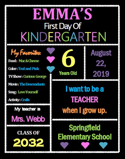 Printable First Day of Kindergarten Sign - FREE First Day Kindergarten Picture, 1st Day Of Kindergarten Sign, First Day Of Kindergarten Sign Free, First Day Of Preschool Sign Free, First Day Of Pre K Sign Free Printables, First Day School Sign, Curriculum Planner, Interesting Facts About Yourself, Free Homeschool Curriculum