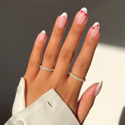 50+ Heart Nails That Stun This Valentine’s Day! - Prada & Pearls Minimal Nail, Vday Nails, February Nails, Nail Designs Valentines, Minimal Nails, Simple Acrylic Nails, Nail Swag, Nagel Inspo, Heart Nails