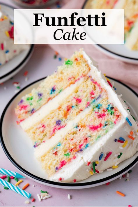 If you want to wow a crowd with a colorful dessert that pops in presentation and taste, this Funfetti Cake is the answer! Making a gorgeous layered Funfetti cake at home is easier than ever when you follow my foolproof step-by-step instructions. Funfetti Cake With Cream Cheese Frosting, Funfetti Cake Moist, Vanilla Funfetti Cake Recipe, Funfetti Cake Pop, Mini Confetti Cakes, Best Confetti Cake Recipe, Bars For A Crowd Easy, Moist Confetti Cake, Cake Recipes Funfetti