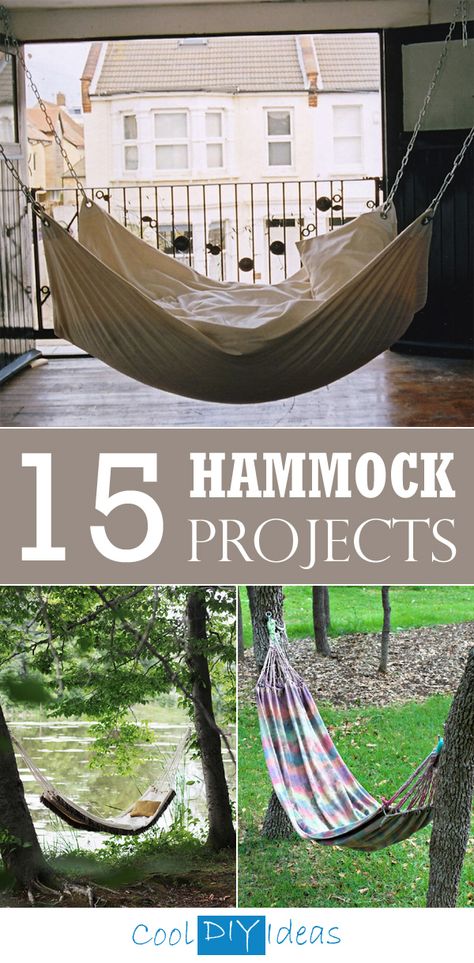 What's a better way to spend a lazy summer afternoon than hanging in a hammock you built yourself? Here are 15 fantastic DIY hammock projects. Backyard Hammock Ideas, Hammock Ideas, Community Ideas, Backyard Hammock, Diy Hammock, Ideas For Backyard, Hammock Stand, Diy Pins, Summer Afternoon