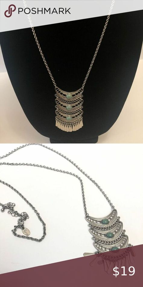 096 Lia Sophia vintage silvertone faux turquoise fringe dangle boho necklace 28" Lia Sophia, Boho Necklace, Silver Tone, Turquoise, Plus Fashion, Fashion Trends, Fashion Tips, Clothes Design