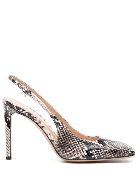 Gianvito Rossi snakeskin-effect Slingback Pumps - Farfetch Cowboy Shoes, Dance Heels, Boots Square Toe, Beige Heels, Rossi Shoes, Suede Boots Knee High, Slingback Pump, Wedge Boots, Designer Heels