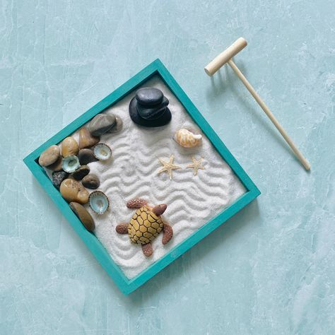 Zen Garden Mini, Resin Sea, Tattoo Plant, Mini Zen Garden, Zen Den, Tillandsia Air Plant, Air Plant Terrarium, Teal Blue Color, Terrariums Kits