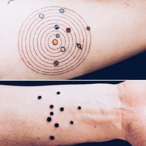 Planetary alignment on the day of our son's birth- Rebekka Reckless, Divine Art, UK Alignment Tattoo, Planetary Alignment, Call Me Pretty, Pagan Tattoo, Mom Daughter Tattoos, Divine Art, Outer Limits, R Tattoo, Body Adornment