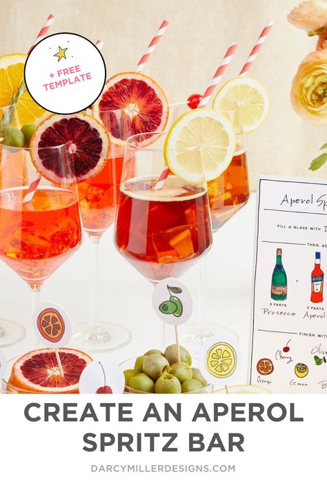 Spritz Glassware, Spritz Bar Sign, Aperol Spritz Bar Cart, Diy Spritz Bar, Aperol Spritz Cart, Spritz Bar Ideas, Aperol Spritz Station, Aperol Spritz Bridal Shower Theme, Aperol Spritz Party Theme