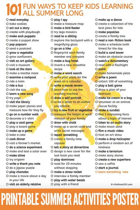 Parents Ideas: 101 Awesome Summer Activities to Keep Kids Learning All Summer Long. #parenting #parents #parentideas #parentingtips #parentinghacks #parenthood Uppfostra Barn, Summer Holiday Activities, Summer Learning Activities, Holiday Activities For Kids, Summer Schedule, Summer Fun For Kids, Fun Summer Activities, Summer Learning, Summer Fun List