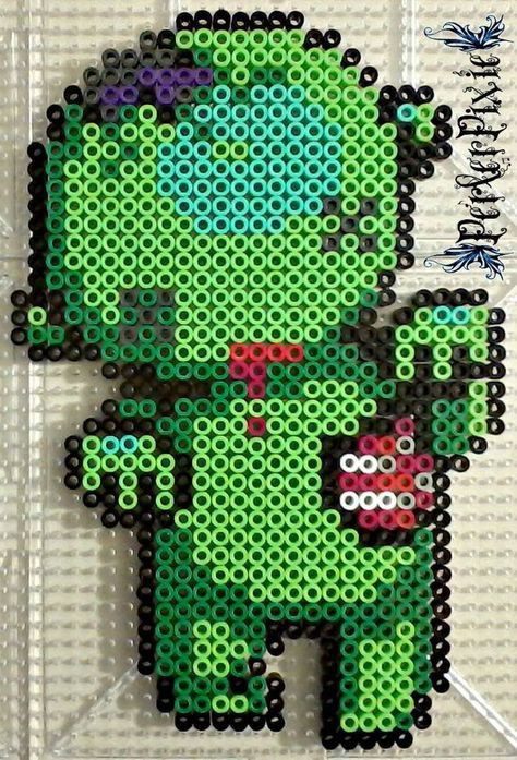 BRAAAINS ZOMBIE by PerlerPixie on DeviantArt Zombie Perler, Perler Creations, Pearl Beads Pattern, Perler Art, Perler Bead Templates, Diy Perler Bead Crafts, Perler Crafts, Bead Sprite, Hama Beads Patterns