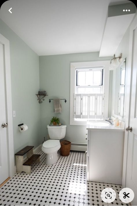 Light Green Bathrooms, Mint Green Bathrooms, Sherwin Williams Sea Salt, Mint Bathroom, Makeover Kamar Mandi, Light Green Walls, Sea Salt Sherwin Williams, Green Bathroom Decor, Hijau Mint