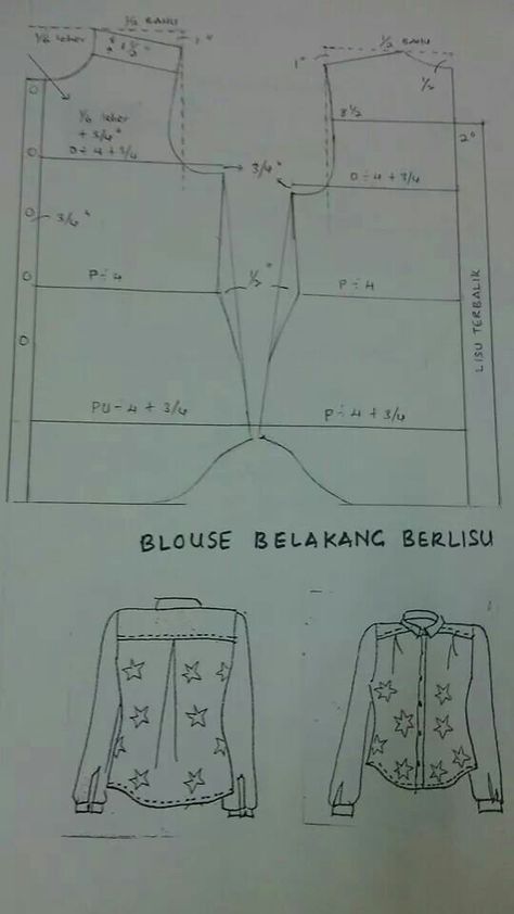 Jubah Lelaki, Shirt Blouse Pattern, Pola Blus, Lakaran Fesyen, Projek Menjahit, Sewing Blouses, Bodice Pattern, Fashion Sewing Tutorials, Make Your Own Clothes