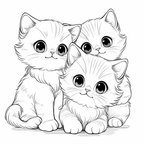 Cute Kittens coloringpagesforkids Kittens Coloring Pages, Pintar Disney, Kittens Coloring, Seni Pop, Kitten Drawing, Cat Printable, صفحات التلوين, Zucca Halloween, Free Adult Coloring Pages