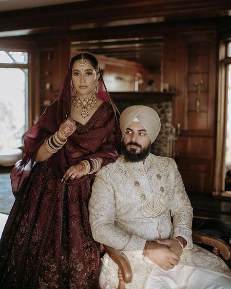 Sutej Pannu (@sutej.pannu) • Instagram photos and videos Bride And Groom Indian Wedding Outfit, Groom Indian Wedding Outfits, Bride And Groom Outfits, Indian Wedding Outfit, Wedding Couple Poses Photography, Lehenga Collection, Wedding Couple Poses, Sikh Wedding, Groom Outfit