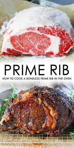 How to make the perfect oven prime rib. Easy Prime Rib Recipe, Boneless Prime Rib Recipe, Boneless Prime Rib, Prime Rib Roast Recipe, Cooking Prime Rib, Rib Roast Recipe, Rib Recipe, Prime Rib Recipe, Prime Rib Roast