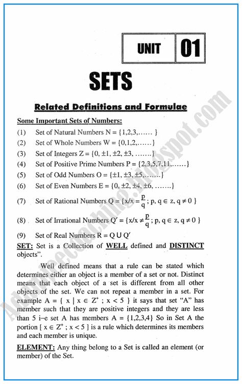 sets-definitions-and-formulae-mathematics-notes-for-class-10th Set In Mathematics, Sets Class 11 Notes, Class 11 Maths Formulas, Class 11 Maths Notes, College Math Notes, Mathematics Notes, Maths Formula Book, Math Formula Sheet, Maths Formulas