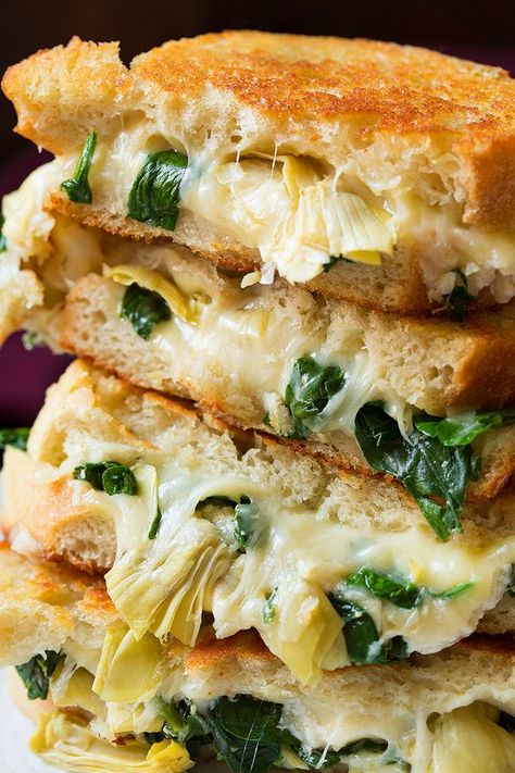 Artichoke Sandwich, Artichoke Grilled Cheese, Artichoke Grilled, Spinach Sandwich, Ultimate Grilled Cheese, Grilled Sandwiches, Gourmet Grilled Cheese, Panini Recipes, Gourmet Sandwiches