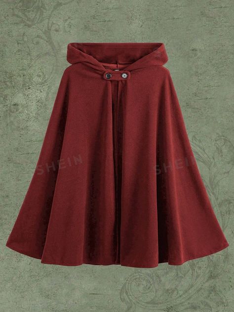 Plus Size Women's Hooded Cape Woolen Coat | SHEIN USA Red Cape Aesthetic, Red Capes, Red Riding Hood Costume, Red Cape, Hooded Cape, Woolen Coat, Little Red Riding Hood, Main Character, Red Riding Hood