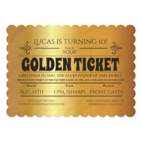 Golden Ticket Birthday Invitation #golden #gold #certificate #birthday #party #invite #invitation #celebrate #celebration #letscelebrate #eventplanning #partyplanning Golden Ticket Birthday, Golden Birthday Themes, Ticket Birthday Invitation, Golden Birthday Parties, Ticket Style, Style Birthday, 30th Bday, Dirty 30, Gold Birthday Party