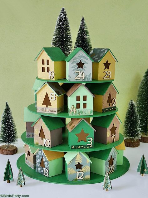 DIY Christmas Village Advent Calendar - easy, inexpensive and super pretty craft ideas to make with the kids for Christmas! by BirdsParty.com @birdsparty #adventcalendar #christmasvillage #christmas #christmascrafts #diy #crafts #holidaycrafts Christmas Diy Activities For Kids, Diy House Advent Calendar, Diy Paper Advent Calendar, Advent Calender Ideas Diy, Create Your Own Advent Calendar, Diy Advent Calendar Ideas Free Printable, Hobby Lobby Advent Calendar Ideas, Christmas Village Advent Calendar, Modern Advent Calendar