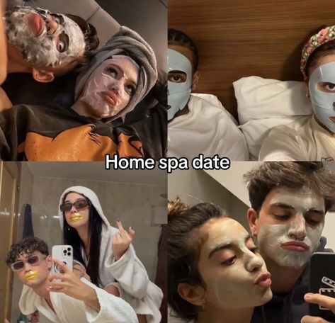 Aesthetic Couple Date Ideas, Dream Date Aesthetic, Couples Self Care Day, Obsessive Bf Aesthetic, Date Goal, Home Dates Aesthetic, Skincare Date With Boyfriend, Couple Goal Activities, 6 Month Date Ideas