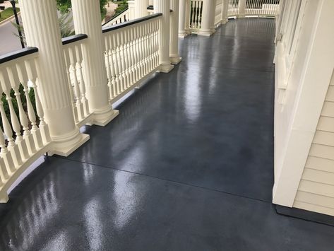 Stained Concrete Porch - Color: Medium Gray Patio Stain Ideas, Concrete Patio Stain Ideas, Concrete Patio Stain, Stained Concrete Porch, Concrete Stain Colors, Decorative Concrete Floors, Concrete Stain Patio, Paint Concrete Patio, Acid Stained Concrete