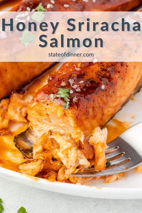 Delight your taste buds with a quick and easy dinner! Whip up this delectable Honey Sriracha Salmon in just 30 minutes, packed with the perfect balance of sweetness and heat. Discover how effortless it is to make in an air fryer, or follow the stovetop and oven instructions for a variation in cooking style. Siracha Salmon, Sriracha Salmon Recipes, Honey Sriracha Salmon, Honey Siracha, Sriracha Salmon, Healthy Spring Recipes, Spring Recipes Dinner, Air Fryer Salmon, Salmon Salad Recipes