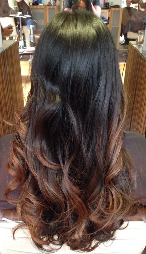 Balayage ombré by Jessica at Koda Salon, La Jolla Ombre Ideas For Brunettes, Hair Color Ombre Ideas, For Brunettes Balayage, Brunettes Balayage, Hair Color Ombre, Blond Rose, Black Hair Ombre, Ombre Curly Hair, Brown Ombre Hair