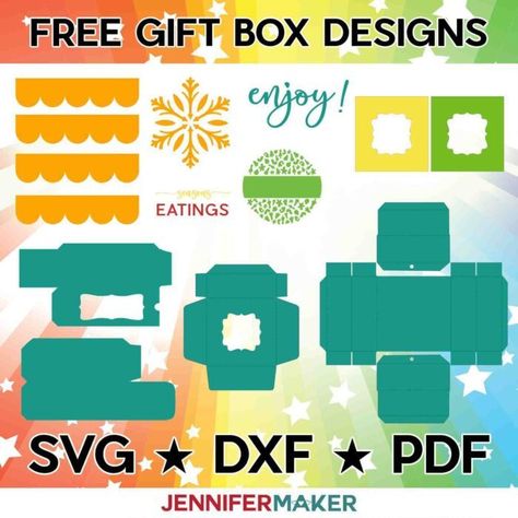 Ornament Box Diy, Box Svg Free Patterns, Silhouette Box Templates, Cricut Gift Box Template Free, Free Box Svg, Cricut Box Templates Free, Cricut 2023, Gift Box Template Printable, Cricut Boxes