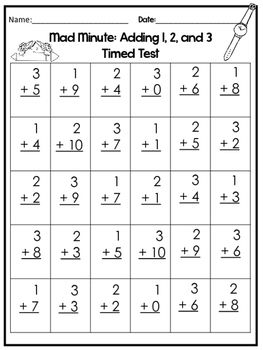 6 Printable Addition Tests. Prints 6 pages.6 Mad Minute Addition Tests. The addition tests include:1 page of 30 addition equations, numbers 1-3.1 page of 30 addition equations, numbers 4-6.1 page of 30 addition equations, numbers 7-10.1 page of 56 addition equations, numbers 1-3.1 page of 56 addition equations, numbers 4-6.1 page of 56 addition equations, numbers 7-10.Designed by Teach At Daycare in Arkansas City Kansas.Thank you for visiting and thank you for all of your support.