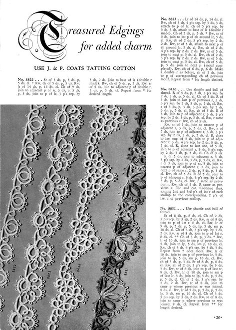 Tatting Patterns Free, Needle Tatting Patterns, Shuttle Tatting Patterns, Tatting Tutorial, Crochet Gloves Pattern, Lace Crafts, Crochet Edging Patterns, Gloves Pattern, Tatting Jewelry