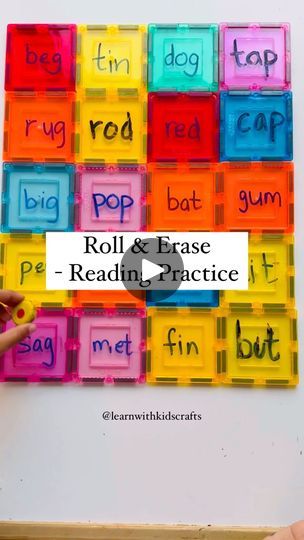 158K views · 396 reactions | SAVE this phonics game and boost reading skills. Write cvc words on magnetic tiles with a dry erase marker. Have your child roll an eraser or anything fun, read the word on that tile and erase. 

Save and share. Tag us if you give it a try.

Follow @learnwithkidscrafts for more.
#earlyreaders #learningtoread #cvcwords #cvc #earlyliteracy #kindergarten #phonicsgames 

Want to see more cvc word activities?? Let me know in the comments. | Learn with Kids Crafts | david0ff_01 · Original audio Nonsense Word Games, Easy Learning Activities, Cvc Word Games, Grandparents Activities, Writing Cvc Words, Cvc Word Activities, Sight Word Reading, Nonsense Words, Cvc Word