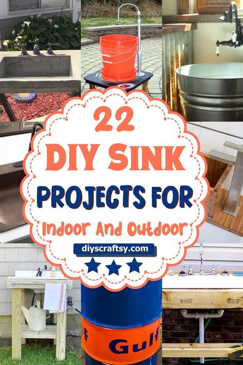 DIY Sink Projects Garden Sinks Outdoor, Outdoor Sinks Diy, Diy Sink, Outdoor Sink, Garden Sink, Outdoor Sinks, Project List, Outdoor Diy Projects, Recyclable Materials