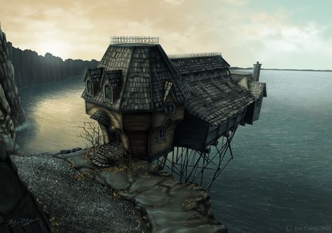 Series Of Unfortunate Events 2004, Environmental Concept Art, 2d Concept Art, Cliffside House, Dark Royalty Aesthetic, Concept Art Design, Architectural Concepts, Royalty Aesthetic, Unfortunate Events