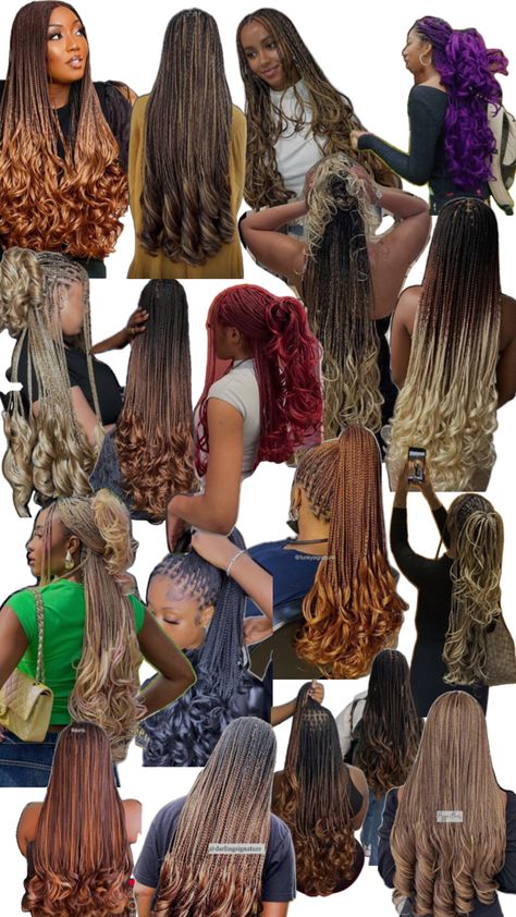 French curls of different colors but more of longer length Curls Styles, French Curls, Latest Hair Braids, French Curl, Cute Braided Hairstyles, Braids Hairstyles Pictures, Cute Box Braids Hairstyles, Quick Braided Hairstyles, Protective Hairstyles Braids