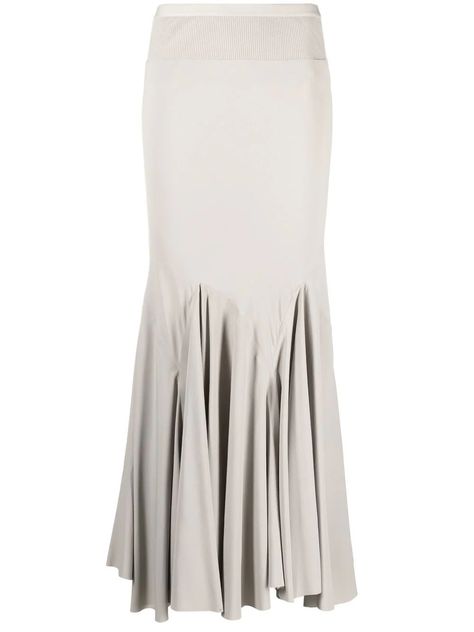 Ruched Midi Skirt, Skirts Long, Office Look, Chalk White, Long Skirts, Straight Skirt, Luxury Brands, Rick Owens, Long Length