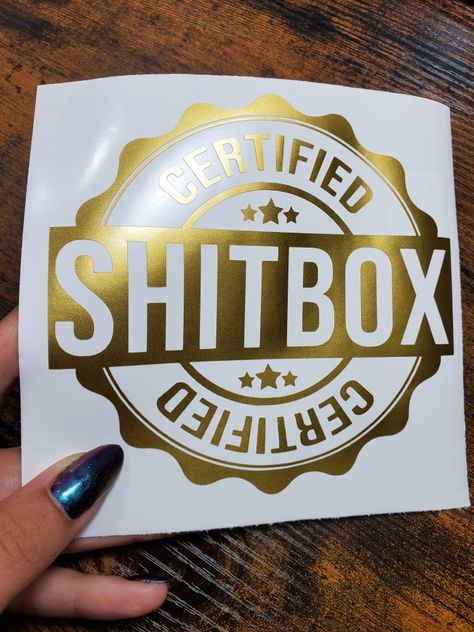 Funny Truck Decals Guys, Shitbox Car Sticker, Certified Shitbox Car Decal, Truck Decal Ideas, Truck Sticker Ideas, Car Stickers For Women, Funny Truck Decals, Truck Stickers For Women, Truck Stickers For Guys