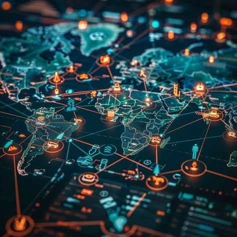 Global Data Network: An intricate visual representation of interconnected data points across a digital map of the world. #technology #global #network #data #digital #aiart #aiphoto #stockcake ⬇️ Download and 📝 Prompt 👉 https://stockcake.com/i/global-data-network_452183_175124 Data Science Aesthetic, Data Representation, Tech Image, Data Modeling, Data Network, Digital Network, Map Of The World, Data Structures, Global Network