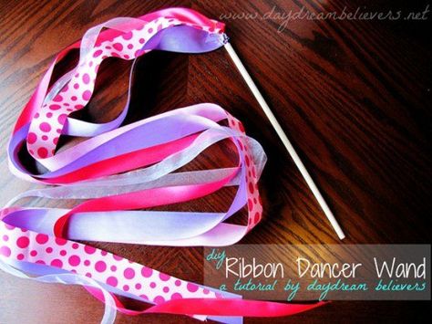 Ribbon craft ideas for kids and for adults. DIY crafts using satin, paper, grosgrain, curling or wired ribbons. Project ideas for making flowers, wreaths, hair clips, angels and more.Wedding, seasonal Gymnastics Party, Ribbon Wands, Easter Event, Operation Christmas, Birthday Party Crafts, Operation Christmas Child, Diy Ribbon, Ribbon Crafts, Craft Activities For Kids