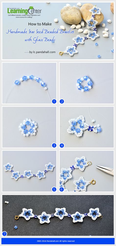 How to Make Handmade Star Seed Beaded Bracelet with Glass Beads from LC.Pandahall.com Bracelets With Beads, Kraftangan Prasekolah, Star Seed, Pola Manik, Gelang Manik-manik, Pola Gelang, Beaded Bracelets Tutorial, Gelang Manik, Beaded Necklace Diy