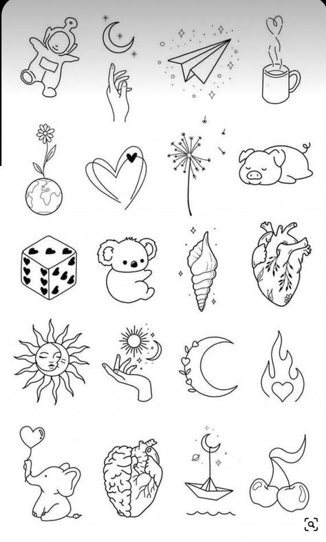 Flash Tattoo Designs Simple Men, Small Space Filler Tattoo, Tiny Tattoo Flash Sheet, Simple Tattoo Flash Sheet, Wish Drawing, Flash Tattoo Sleeve, Tato Realis, Book Inspired Tattoos, Easy Tattoos To Draw