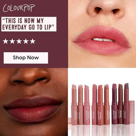 Swipe and go for the perfect Blotted Lip 💋 with our NEW (and improved) formula. No blotting necessary – for only $8! 💕 Super Blotted - Our NEW (and improved!) Blotted Lip leaves a creamy, sheer payout on the first swipe and can build up to medium coverage. Delivers casual colour and a blurred-focus matte finish we swear you’ll love. No blotting necessary. 💗 Super Buttery - Infused with ultra moisturizing ingredients like Argan Butter, Cocoa Butter, Shea Butter, AND Superfruit Butter to deli Colourpop Blotted Lip, Blotted Lip, Winter Makeup, Makeup To Buy, Make Me Up, New And Improved, Inner Beauty, Luxury Beauty, Simple Makeup