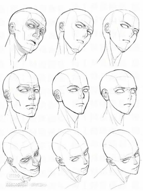 Angled Face Reference, Faces Angles Reference, Drawing Reference Head Angles, Man Looking Up Reference Drawing, Oblique Right Face Drawing, 45 Degree Face Drawing, Head Facing Up Reference, Male Face Angles Reference, Male Head Angles