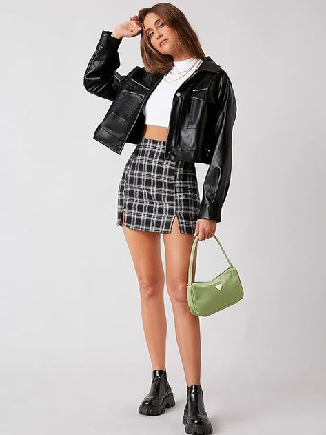 100% Polyester
Imported
Button closure
Hand Wash Only Leather Jacket Shein, Leather Jacket Crop Top Outfit, Crop Leather Jacket Outfits Women, Short Leather Jacket Outfit, Crop Leather Jacket Outfit, Winter Night Out Outfit Club, Cropped Leather Jacket Outfit, Crop Top Leather Jacket, Scream Outfits