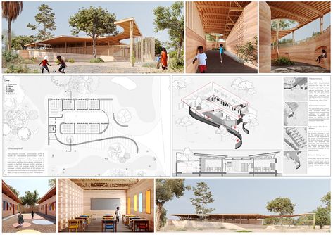 UNOCCUPIED - Primary School in Africa Primary School Africa Architecture, Primary School Architecture Concept, Small School Building Design, Primary School Design, Kaira Looro, Africa Architecture, School Building Design, School Assemblies, Architecture 3d