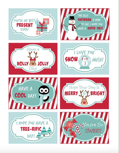 Christmas Lunchbox Notes, School Lunch Notes, Night Before Christmas Box, Printable Lunchbox Notes, Holidays Activities, Kids Lunch Box Notes, Lunchbox Notes For Kids, Printable Lunch Box Notes, Lunchbox Jokes