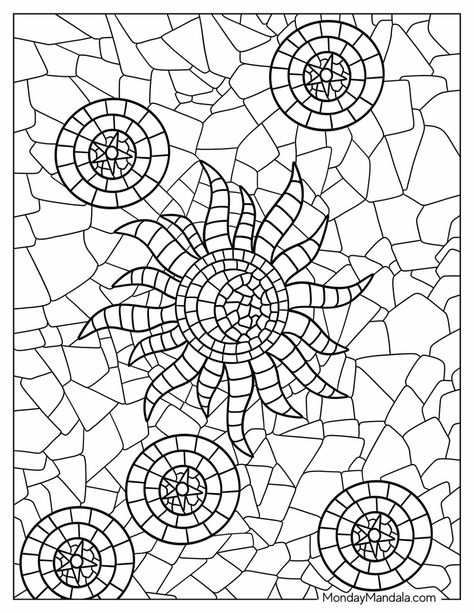 Mosaic Coloring Pages, Stained Glass Coloring Pages, Coloring Pages For Adults Unique, Free Mosaic Patterns, Broken Glass Crafts, Easy Mosaic, Printable Paper Patterns, Mosaic Art Projects, Designs Coloring Books