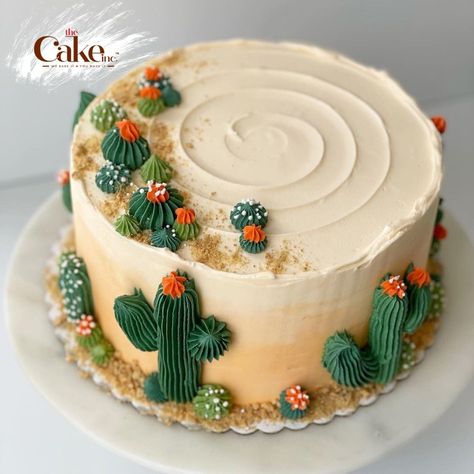 Cottage Cake Ideas, Country Western Cakes Birthday, Southwestern Cake Ideas, Cactus Themed Cake, Easy Cactus Cake, Boho Cakes Birthdays, Western Cake Designs, Desert Themed Cake, Cactus Sheet Cake Ideas