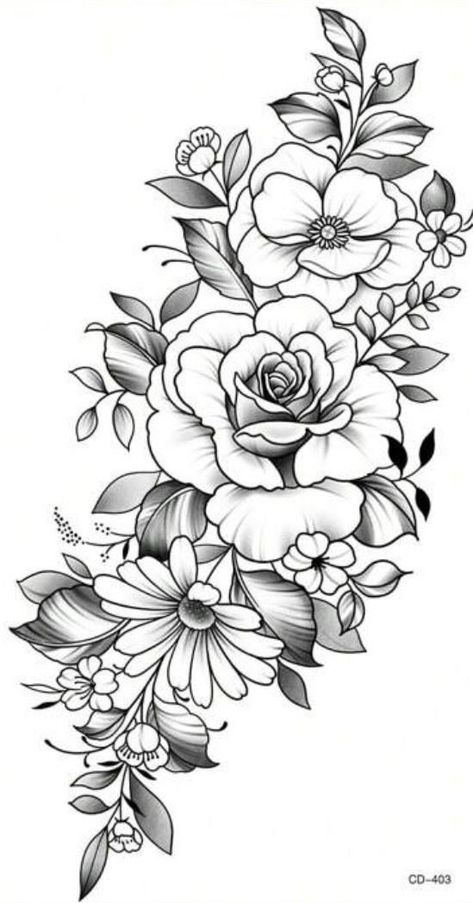 Black And Grey Floral Tattoo Forearm, Ankle Tattoo Ideas, Flower Tattoo Stencils, Men's Tattoos, Unique Half Sleeve Tattoos, Printable Tattoos, Masculine Tattoos, Rose Drawing Tattoo, Flower Tattoo Ideas