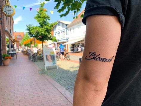 Blessed Tattoo // follow on Insta: @derbaran_ Blessed Tattoo For Men, Blessed Tattoo Ideas, Blessed Tattoo, Blessed Tattoos, Cool Chest Tattoos, Chest Tattoos, Family Tattoos, Chest Tattoo, Jesus Quotes