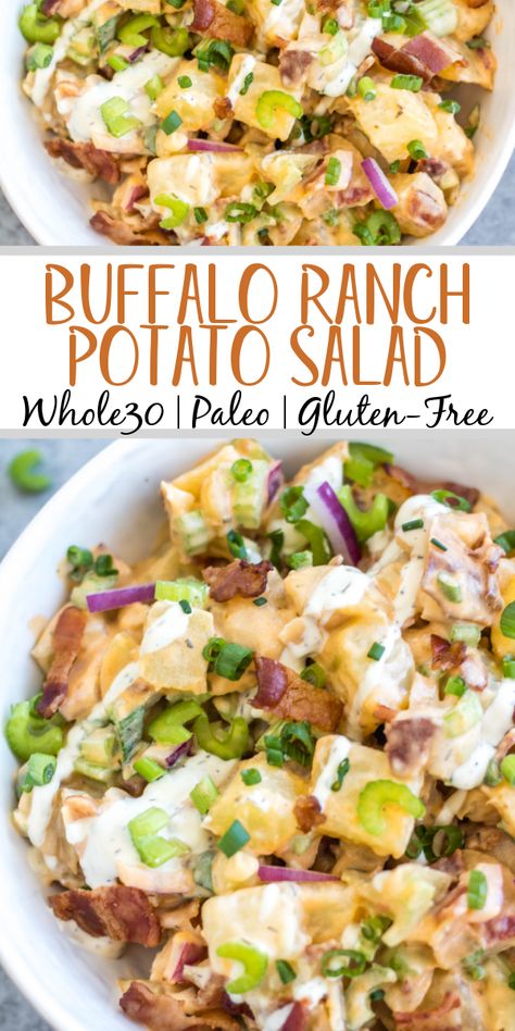 Whole 30 Potatoes, Ranch Potato Salad, Golden Potatoes, Paleo Side Dishes, Paleo Sides, Buffalo Ranch, Vegetable Recipe, Paleo Salads, Whole30 Dinners